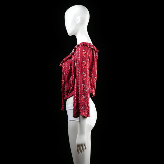 Blouse - Burgundy & White - Size 44