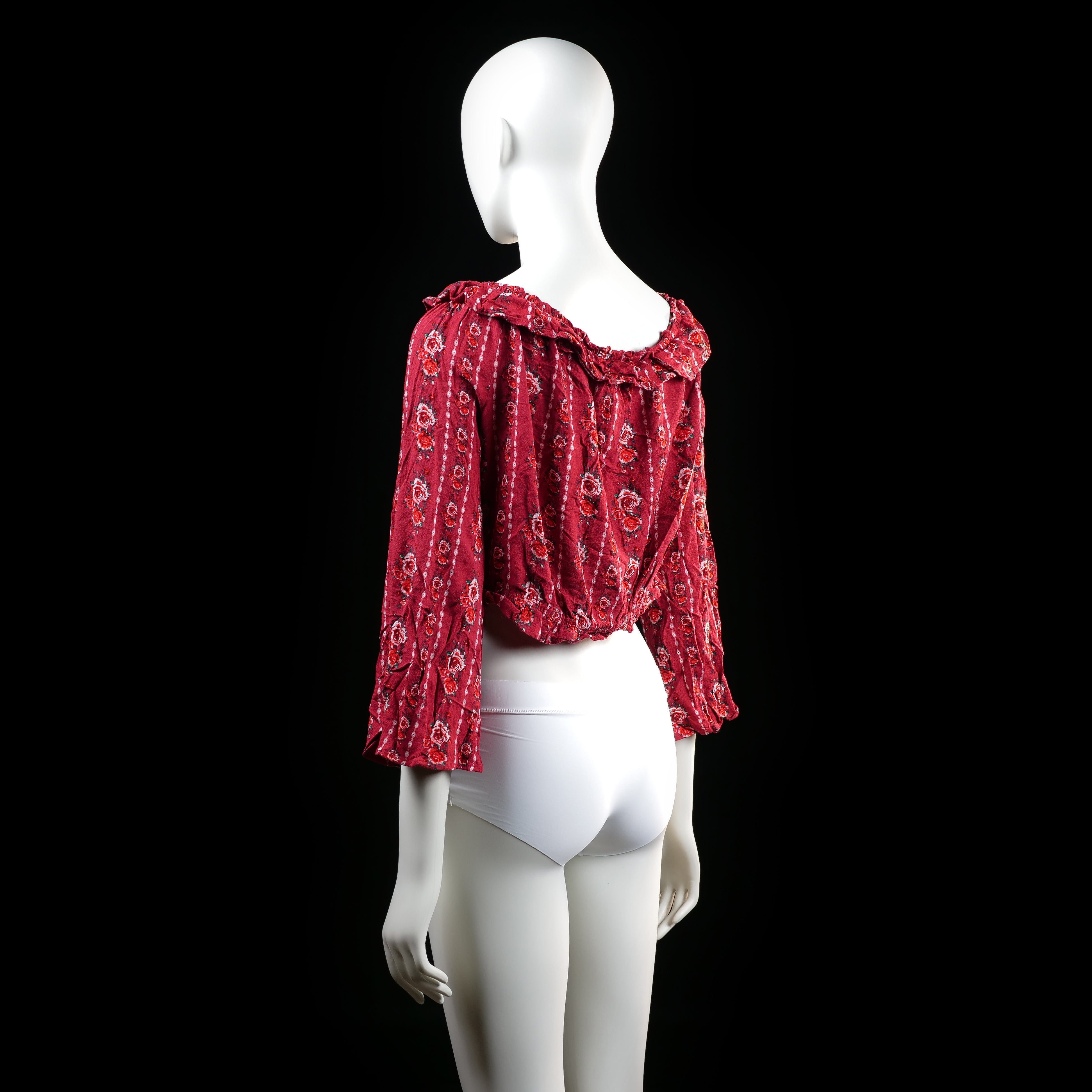 Blouse - Burgundy & White - Size 44