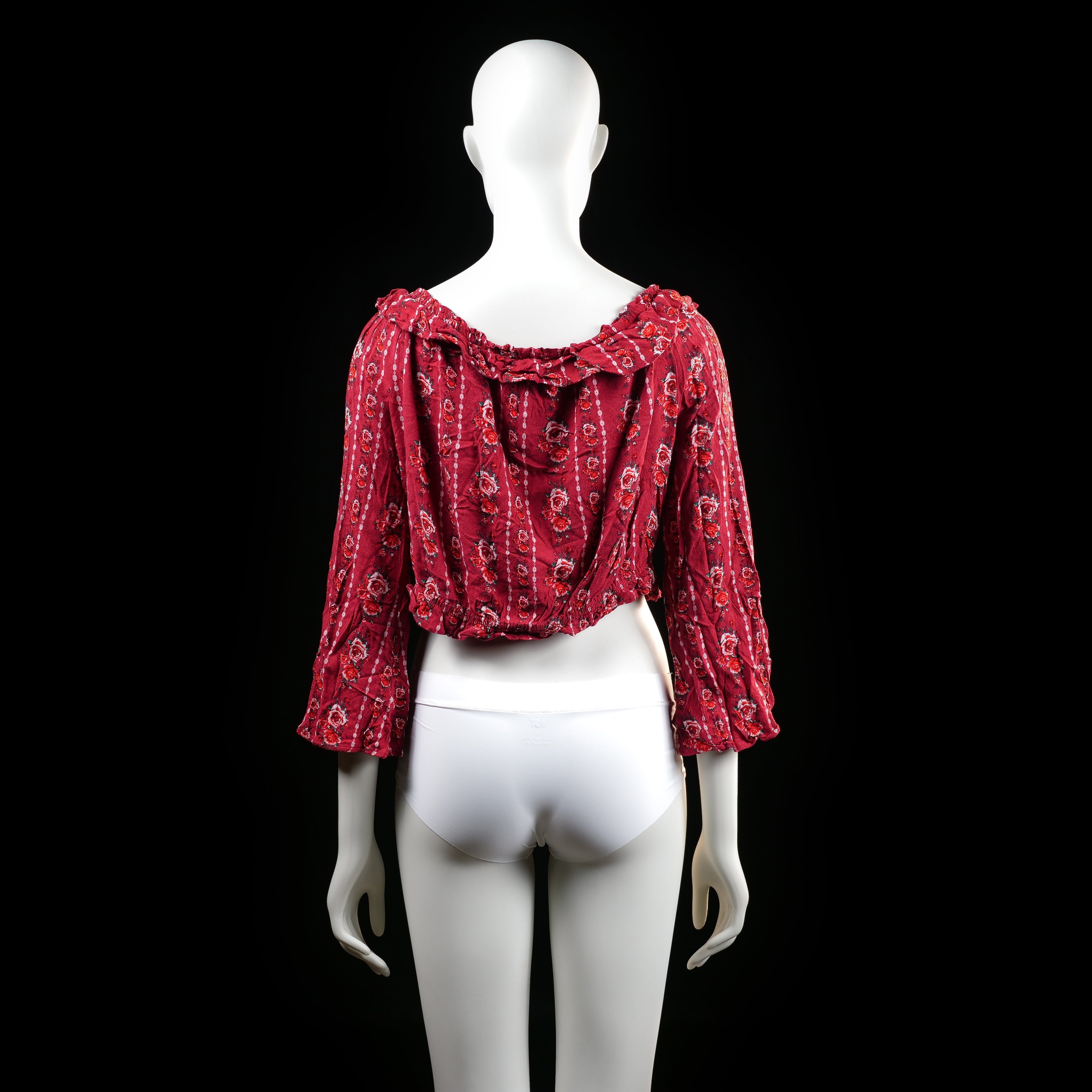 Blouse - Burgundy & White - Size 44