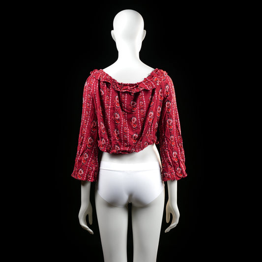 Blouse - Burgundy & White - Size 44