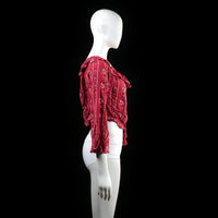 Blouse - Burgundy & White - Size 44