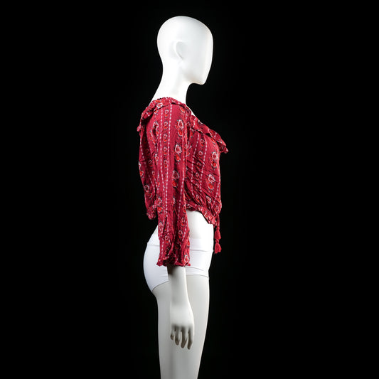 Blouse - Burgundy & White - Size 44
