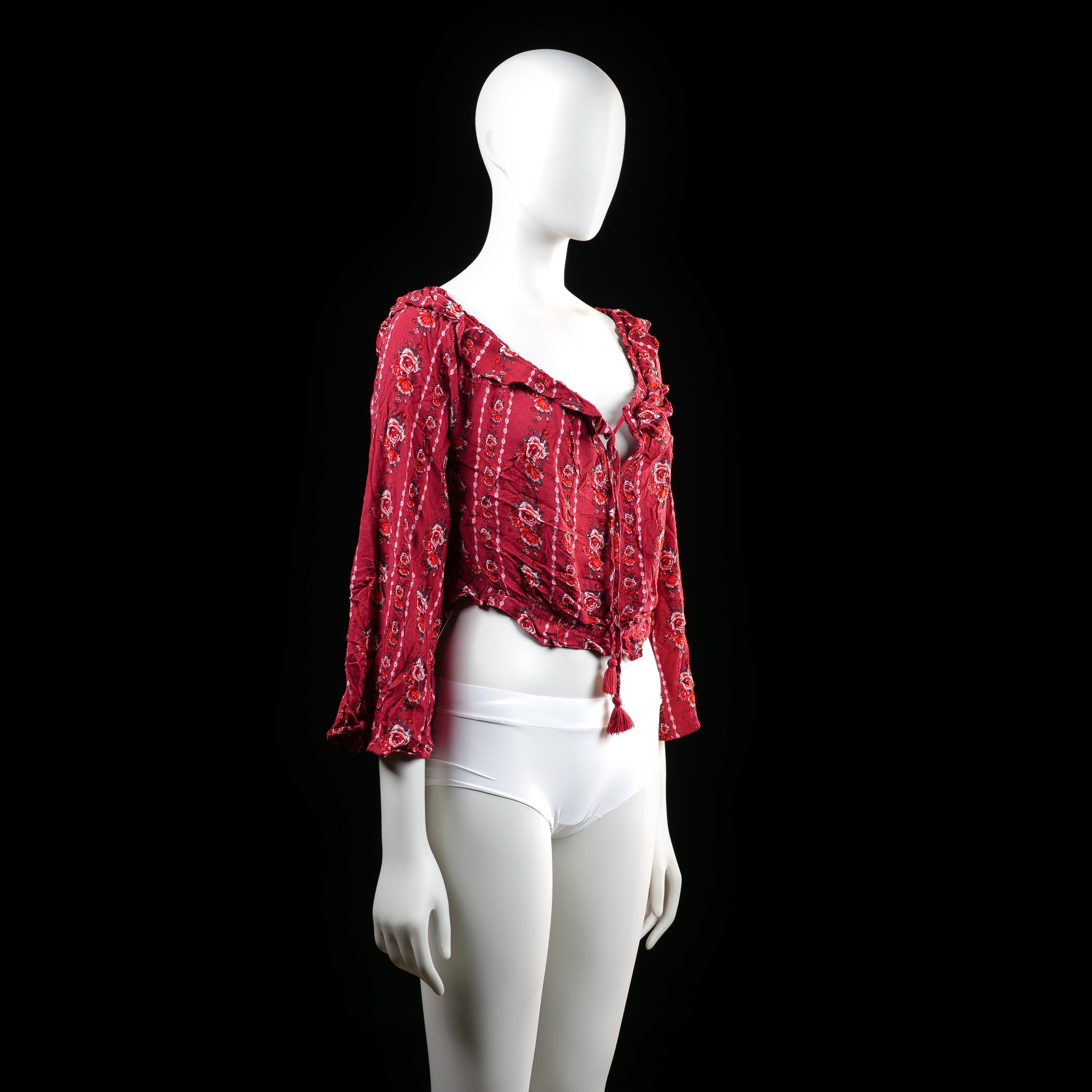 Blouse - Burgundy & White - Size 44