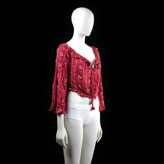 Blouse - Burgundy & White - Size 44