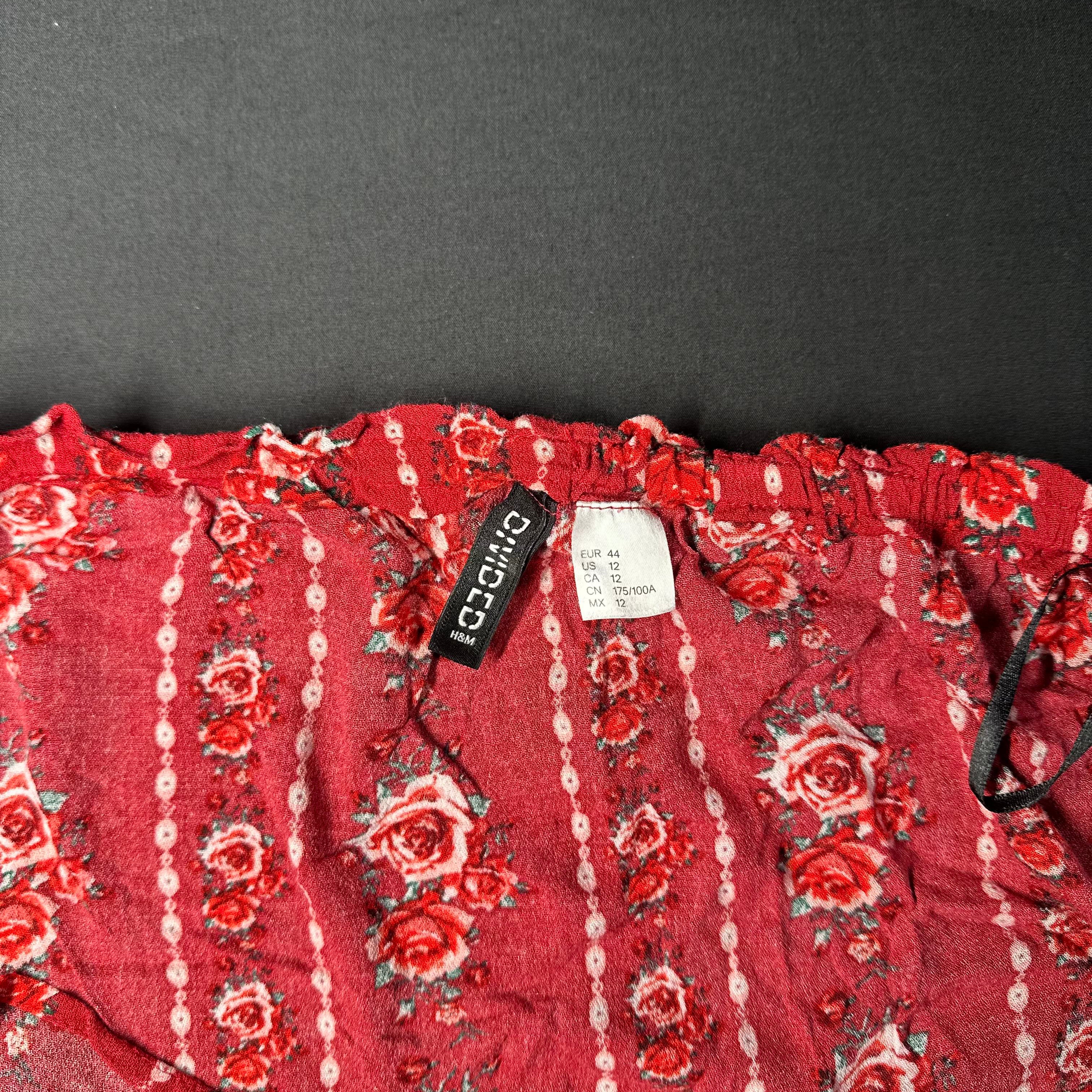 Blouse - Burgundy & White - Size 44
