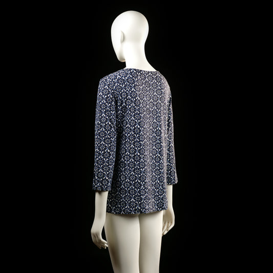 Blouse - Navy & White - Size M