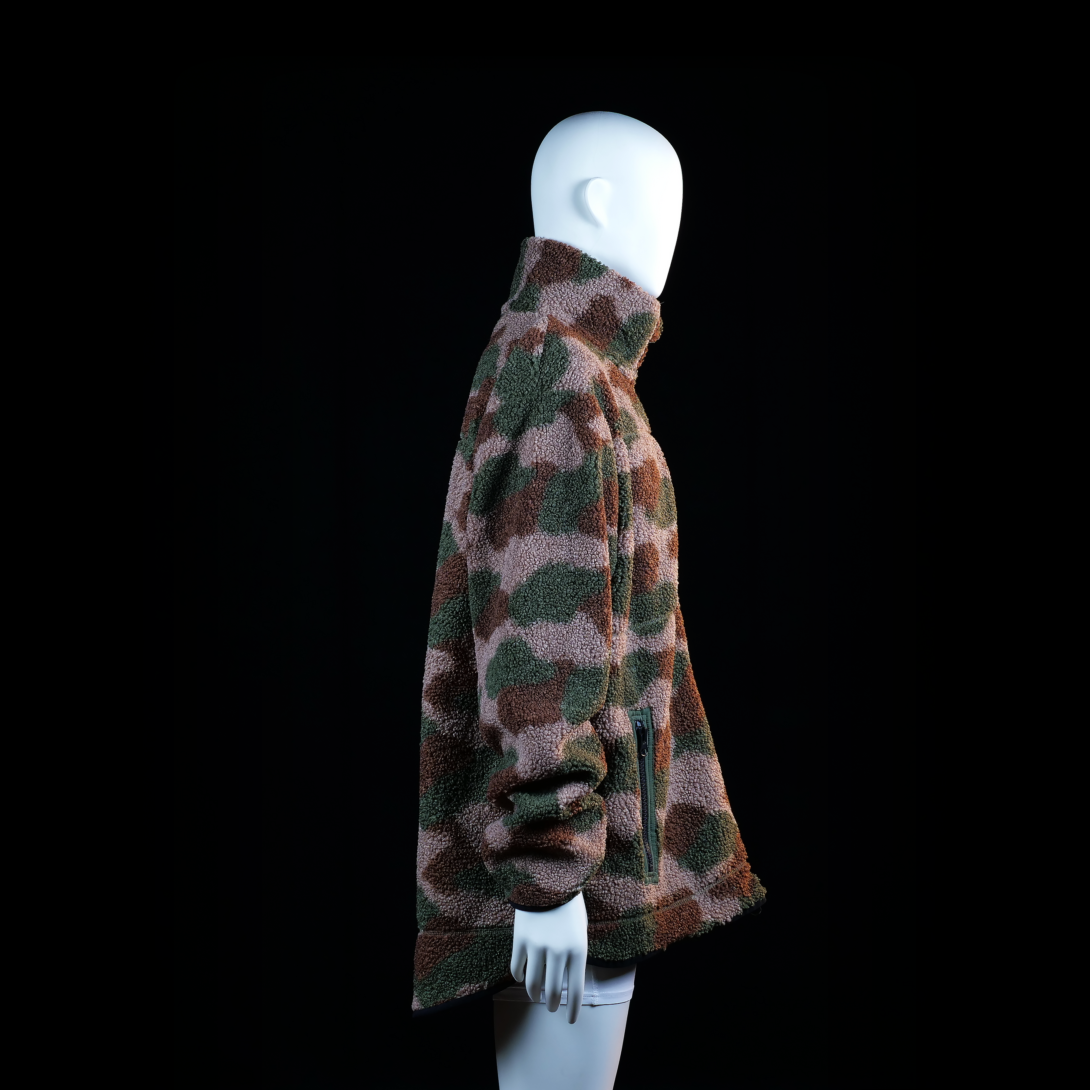 Fleece jacket - Brown & Olive - Size XL