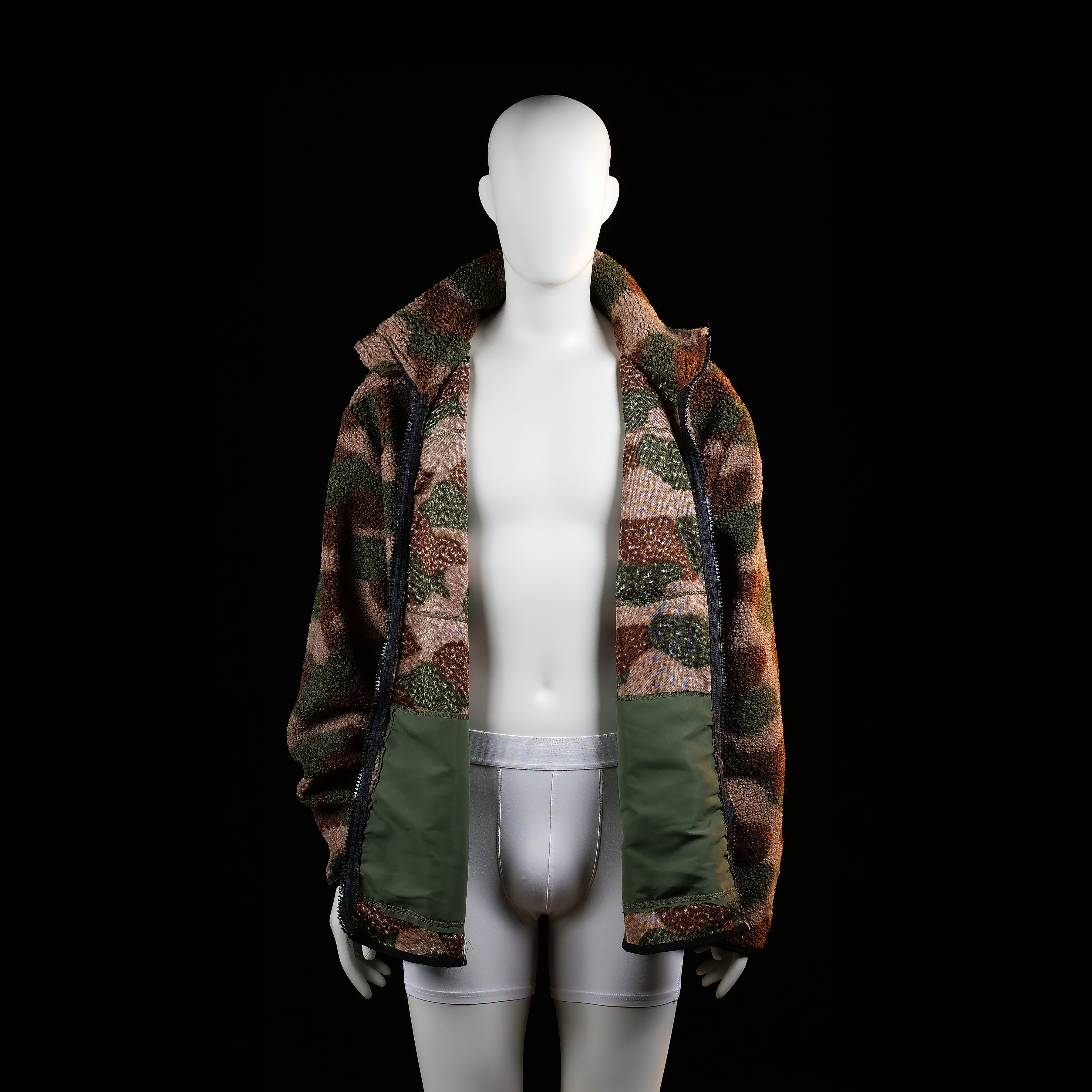 Fleece jacket - Brown & Olive - Size XL