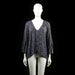 H&M - Blouse - Black & Pink - Size L - Dark floral print blouse with a V-neckline and flared three-quarter sleeves. Hem is slightly curved and asymmetrical.