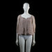 Made In Italy - Blouse - Taupe - Size S - Loose-fitting top with a gathered scoop neckline and 3/4 length sleeves. Features a crinkled texture throughout and a slight high-low hem.