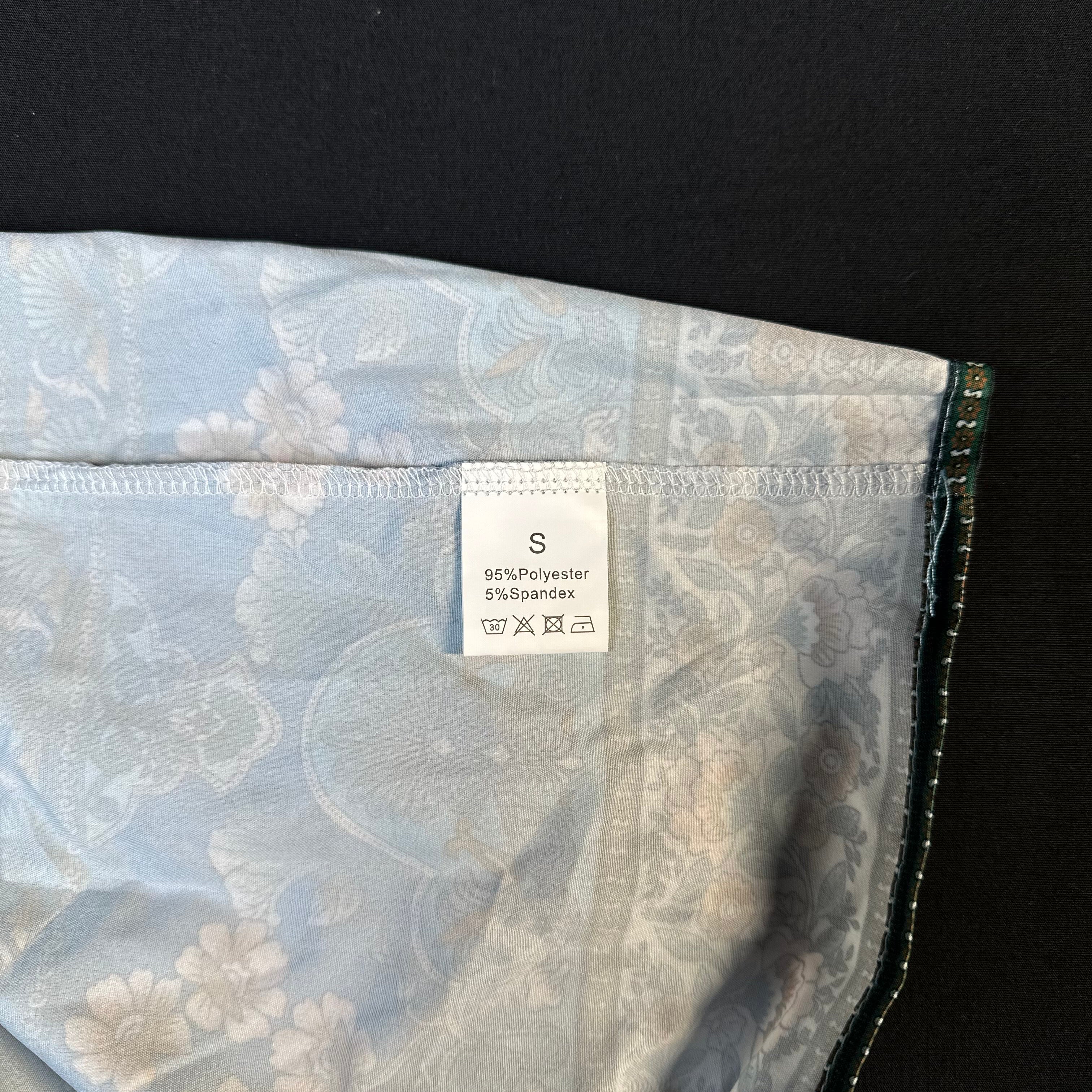 Blouse - Light Blue & Rust - Size S