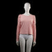 Lindex - Blouse - Pink - Size M - Long-sleeve top with gathered puff detailing along the shoulders and sleeves. Features subtle vertical ribbing and a crew neckline.