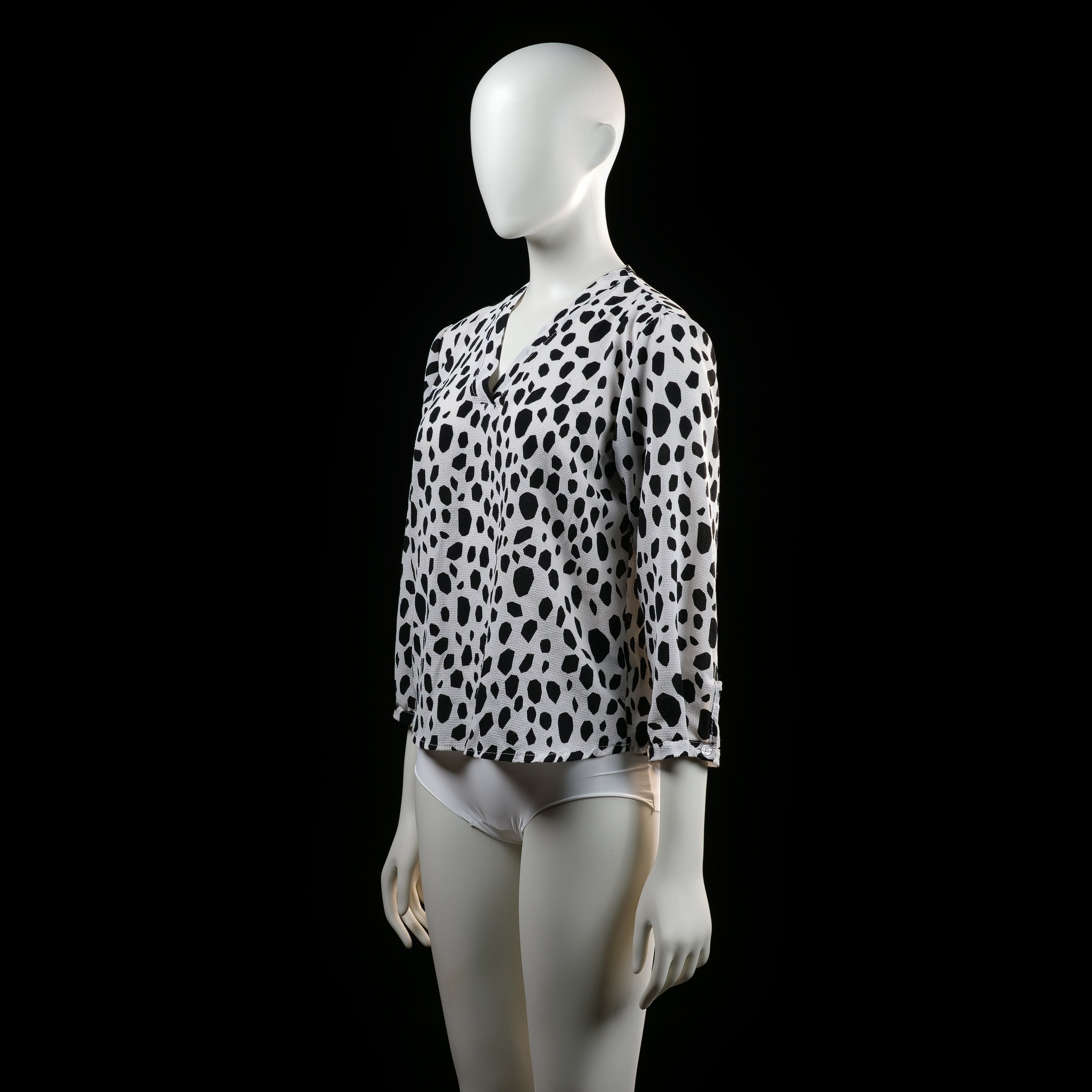 Blouse - White & Black - Size S