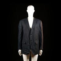 Batistini - Blazer - Navy - Size 54 - Single-breasted blazer with a two-button front closure, notched lapels, and flap pockets. Back and sleeves show moderate wrinkling throughout.