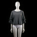Cubus - Blouse - Dark Gray - Size L - Loose-fitting top with a round neckline and short, wide sleeves featuring layered ruffle detailing. Hemline is straight and slightly cropped.