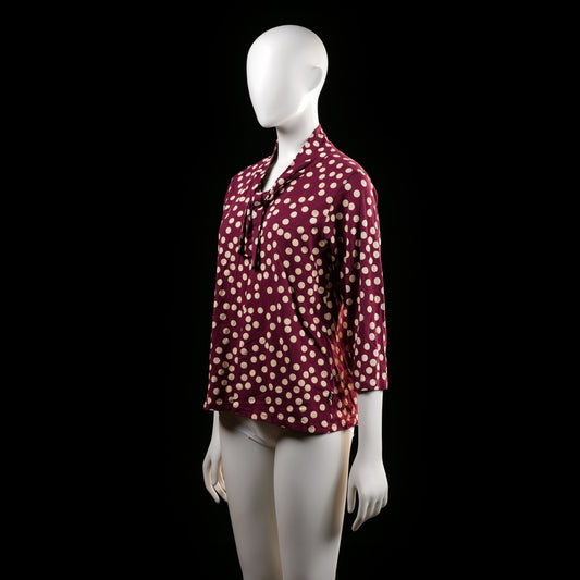 Blouse - Burgundy & Ivory - Size M