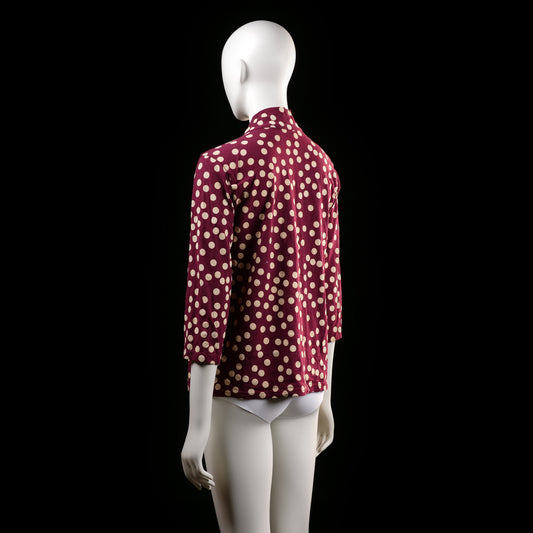 Blouse - Burgundy & Ivory - Size M