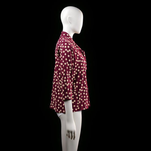 Blouse - Burgundy & Ivory - Size M