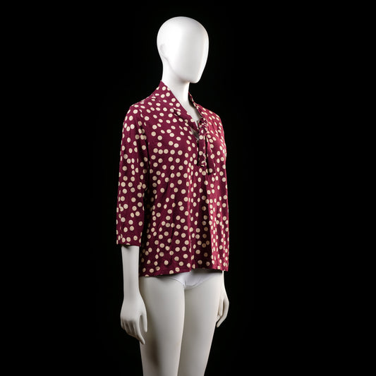 Blouse - Burgundy & Ivory - Size M