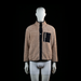 H&M Divided - Fleece jacket - Camel & Black - Size S - Tan high-pile fleece jacket with a stand collar and snap button closure. Features a contrasting black patch chest pocket with a zipper and a black front placket.