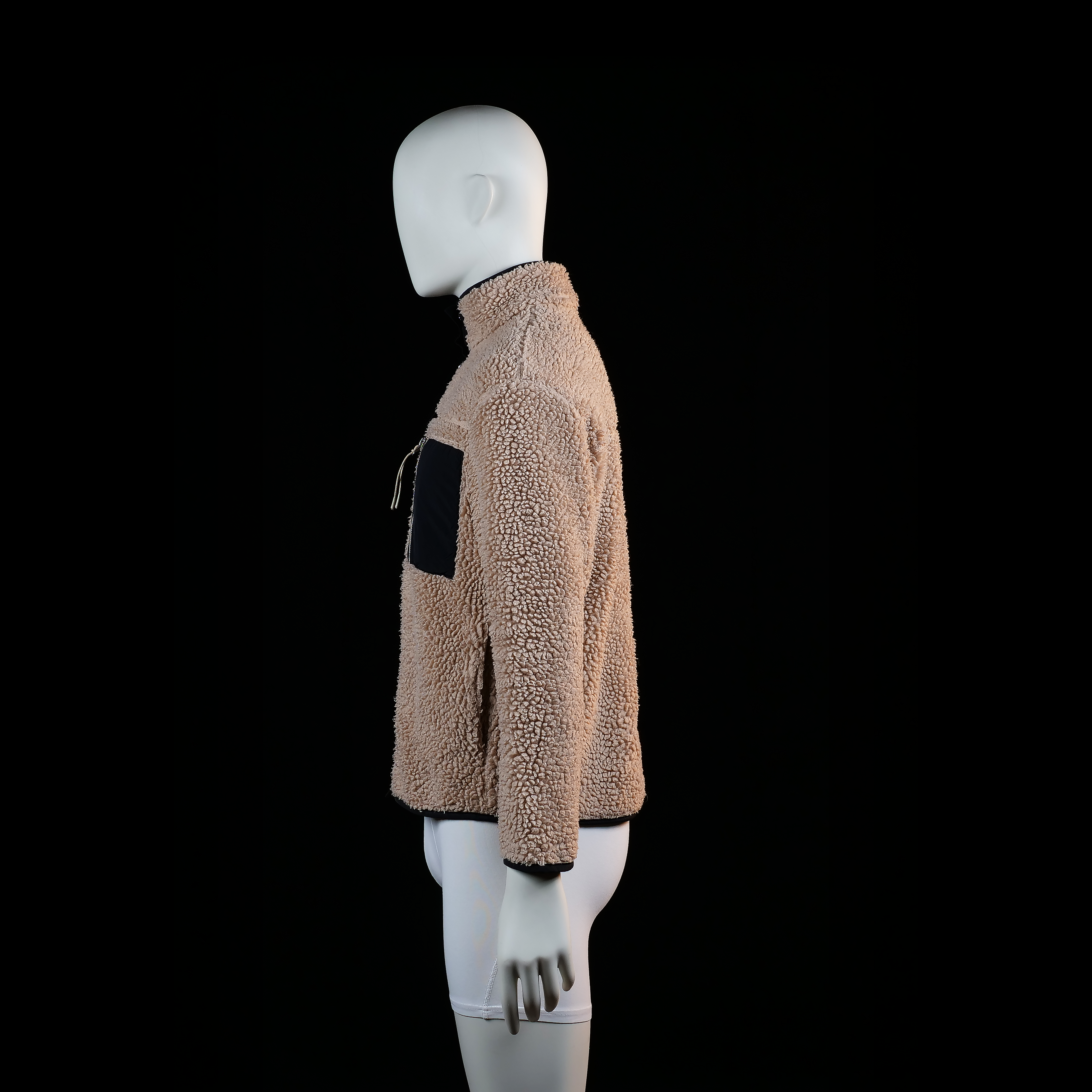 Fleece jacket - Camel & Black - Size S