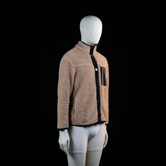 Fleece jacket - Camel & Black - Size S