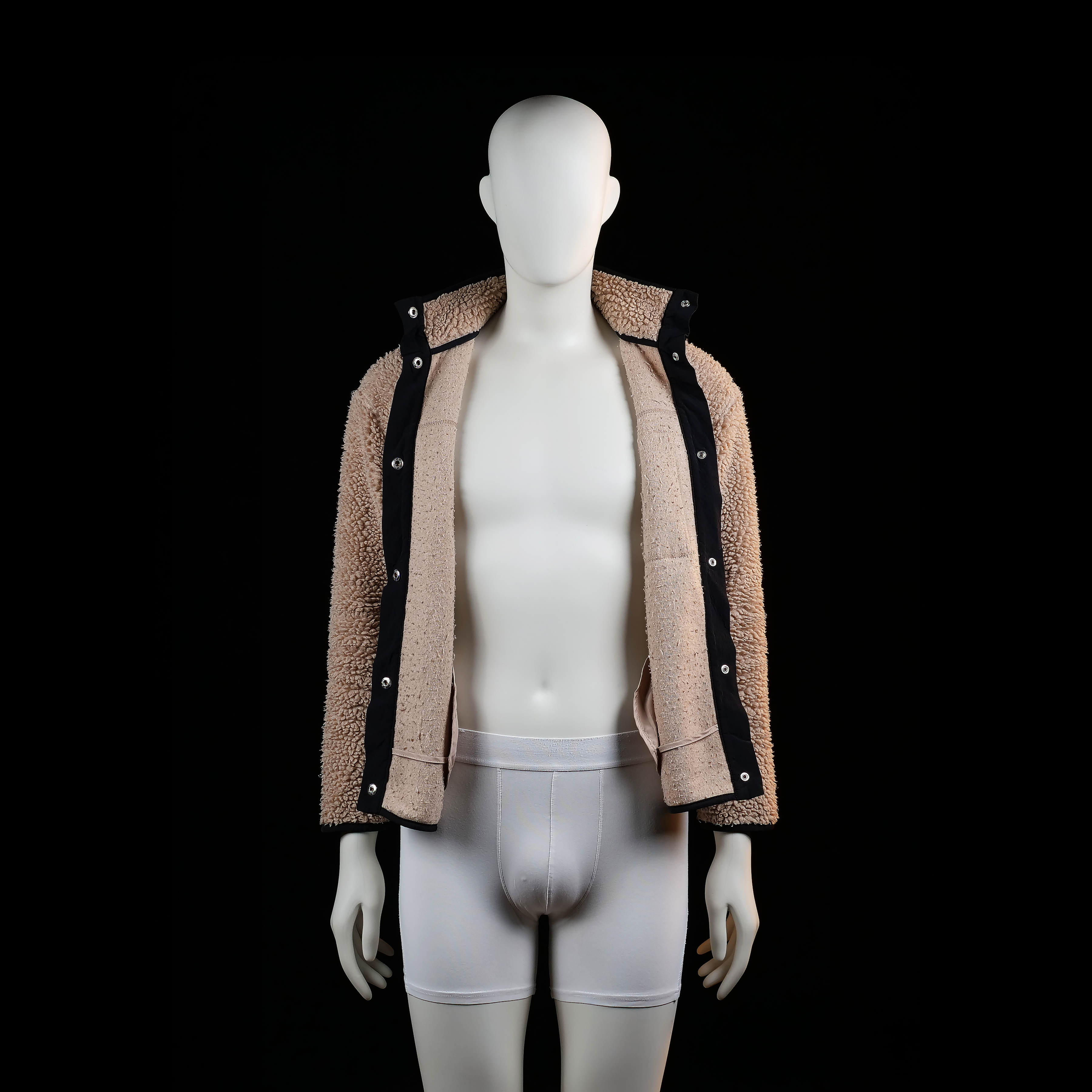 Fleece jacket - Camel & Black - Size S