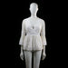 Vintage Dressing - Blouse - Ivory - Size M - Lace blouse with a deep V-neckline, flared 3/4 sleeves, and scalloped hem finishes. Features a fitted waistband with circular lace detailing and a slightly flared bottom.