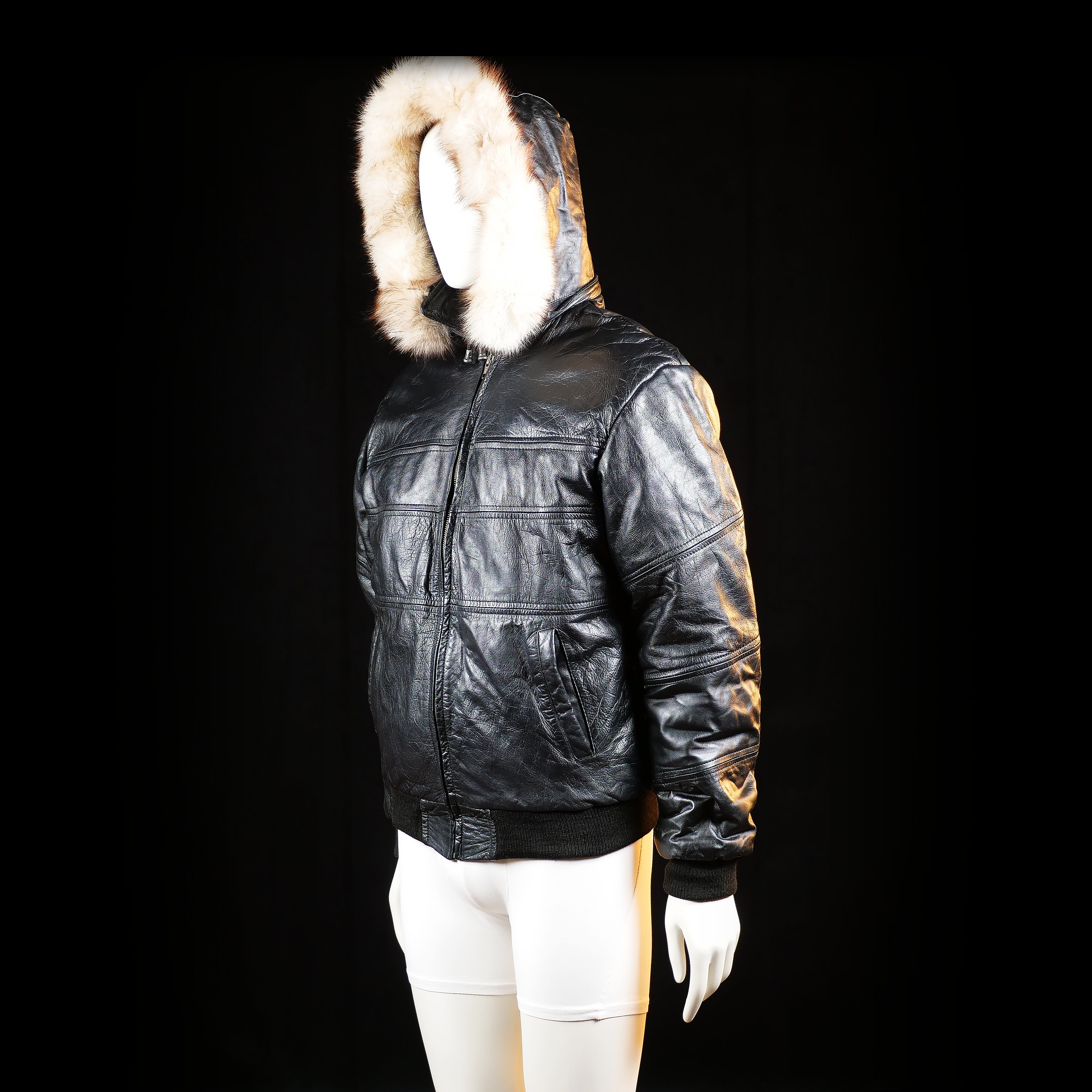 Leather jacket - Black & Ivory - Size M