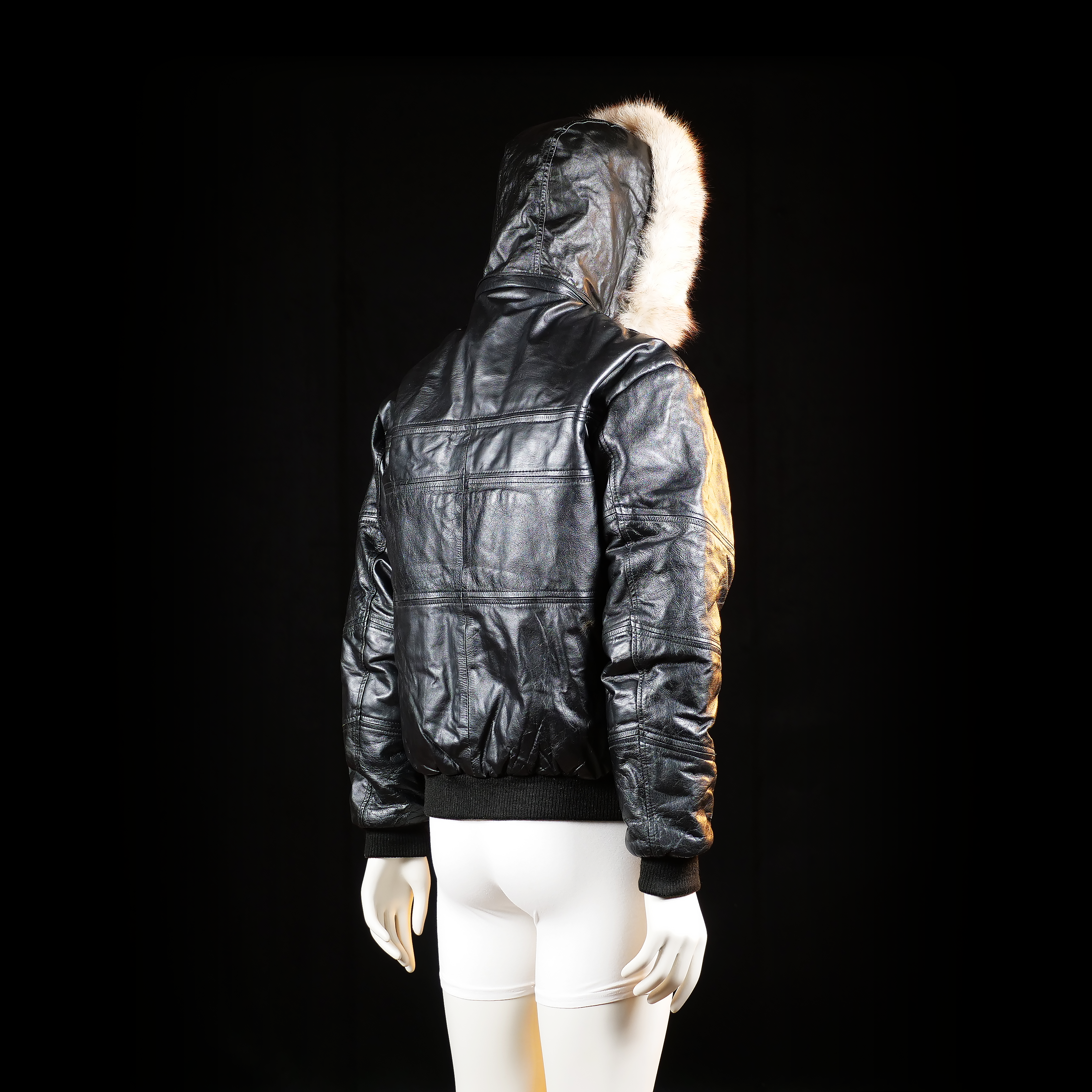 Leather jacket - Black & Ivory - Size M