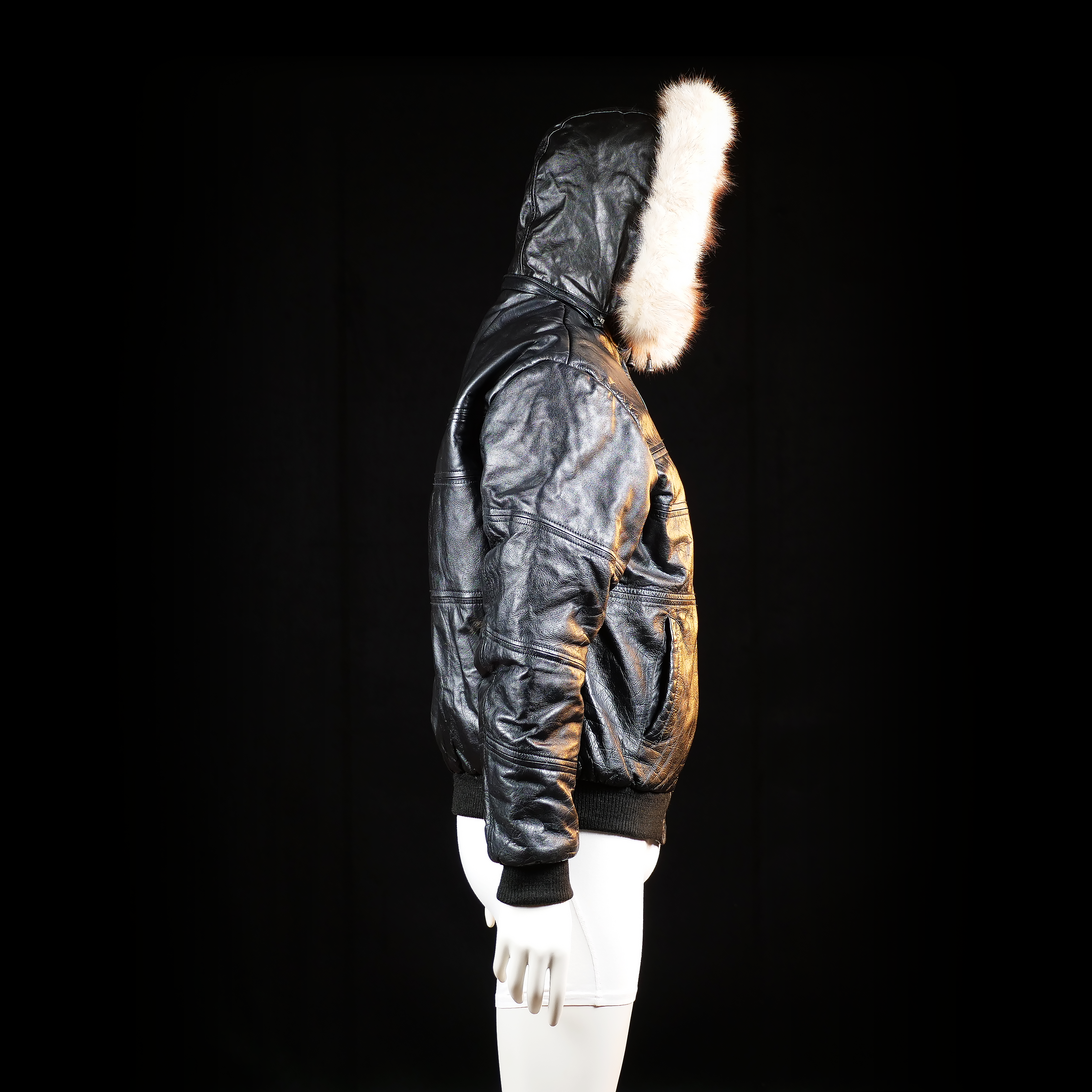 Leather jacket - Black & Ivory - Size M