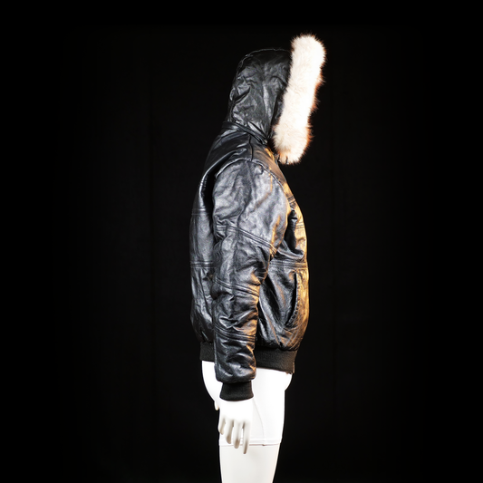 Leather jacket - Black & Ivory - Size M