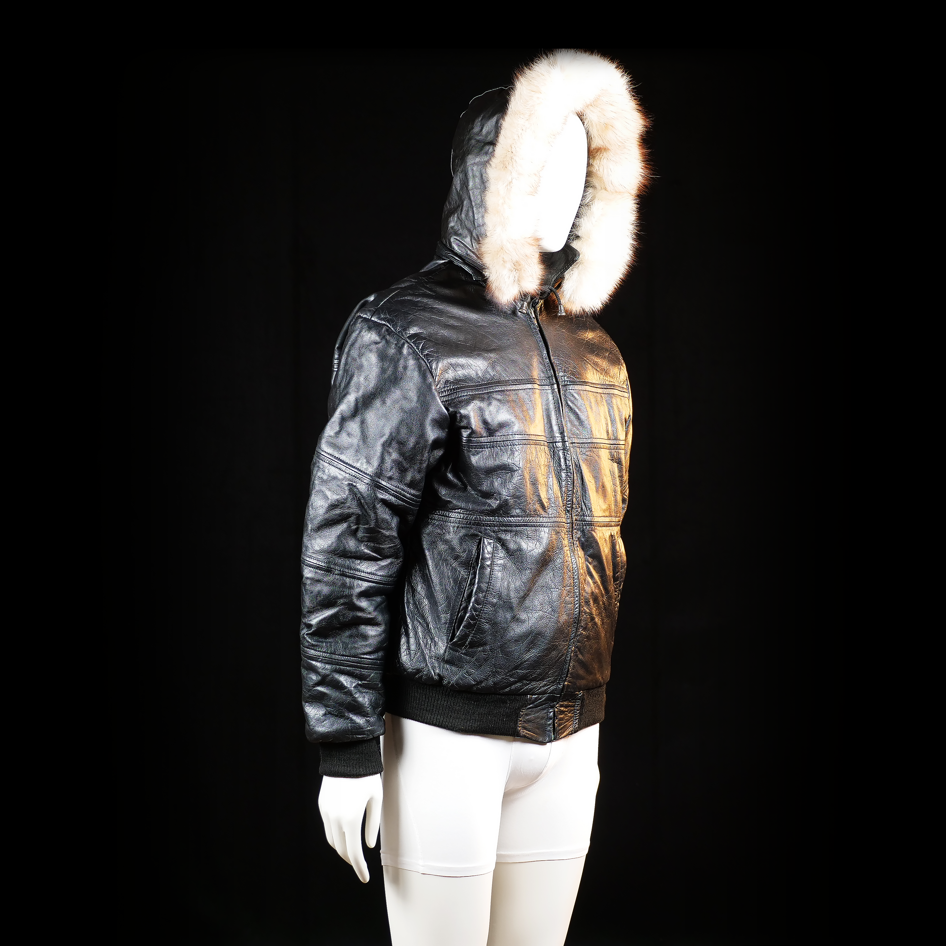 Leather jacket - Black & Ivory - Size M
