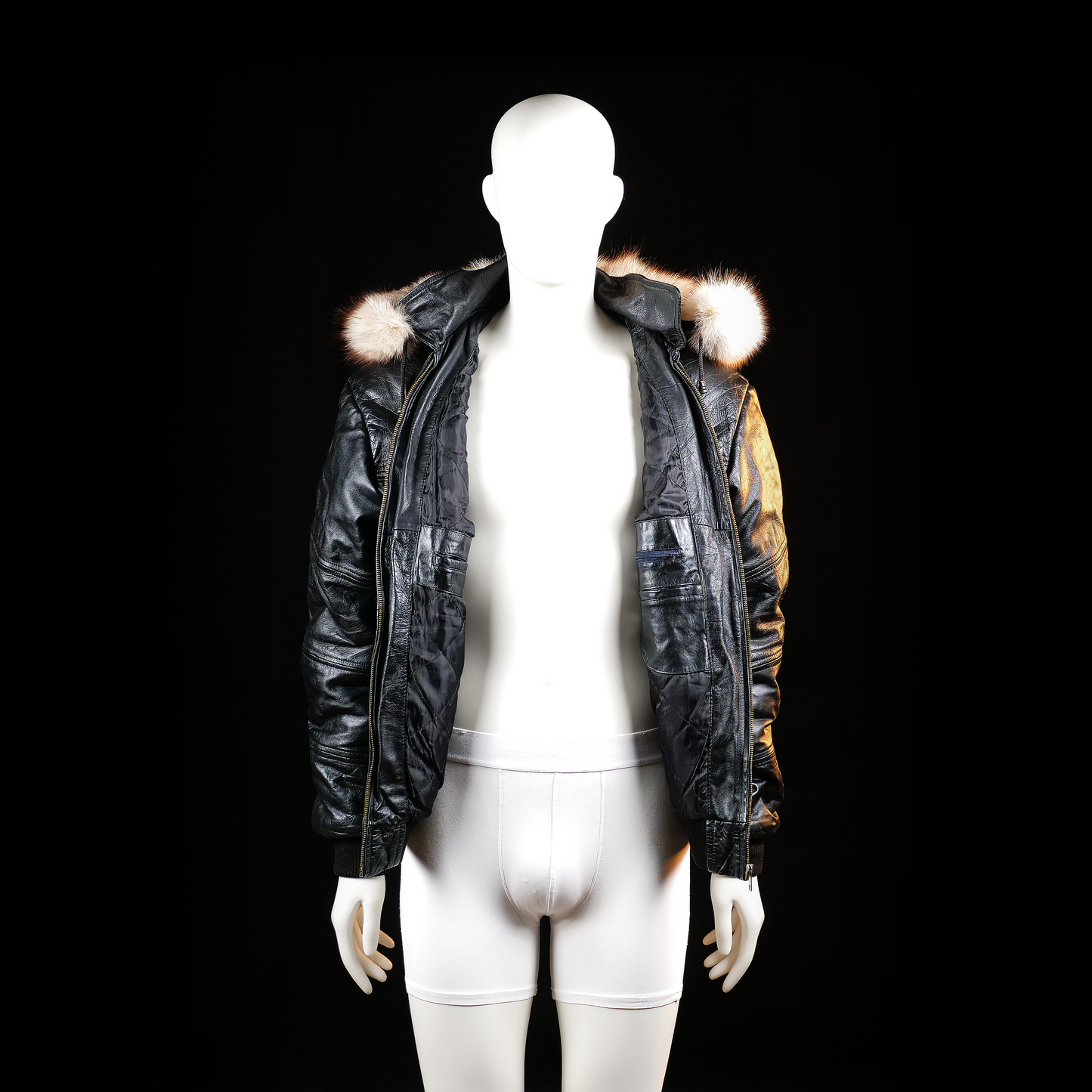 Leather jacket - Black & Ivory - Size M