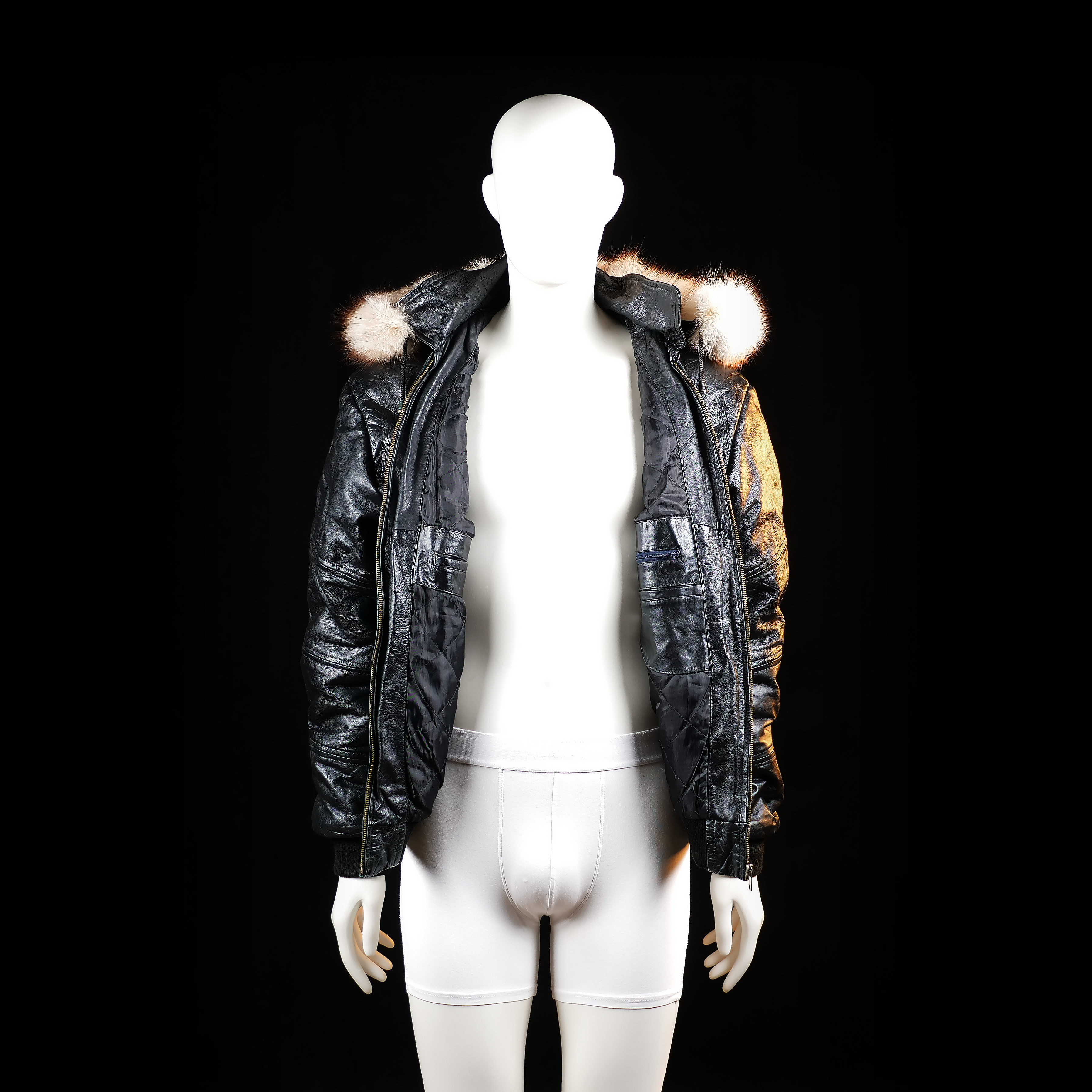 Leather jacket - Black & Ivory - Size M