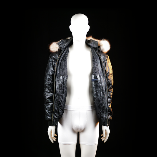 Leather jacket - Black & Ivory - Size M