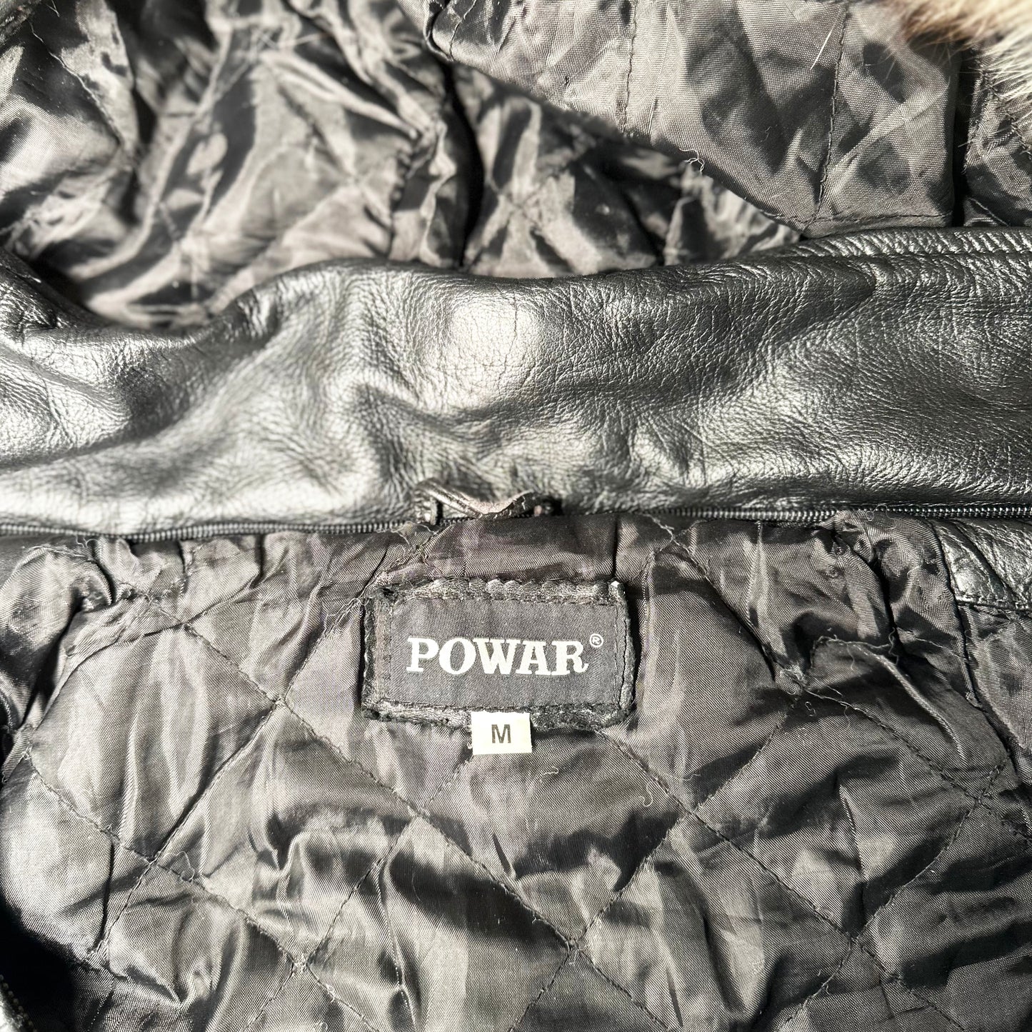 Leather jacket - Black & Ivory - Size M