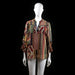 Tramontana - Blouse - Multicolored - Size 42 - Loose-fitting blouse with a multicolored geometric and tribal-inspired patchwork pattern. Features a split neckline with subtle trim detail and 3/4 sleeves with elasticated ruffle cuffs.