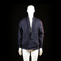 Cappio - Jacket_other - Navy - Size L - Knit buttoned jacket with a deep shawl collar, ribbed cuffs and hem, and double-breasted front closure. Features two front pockets with diagonal openings.