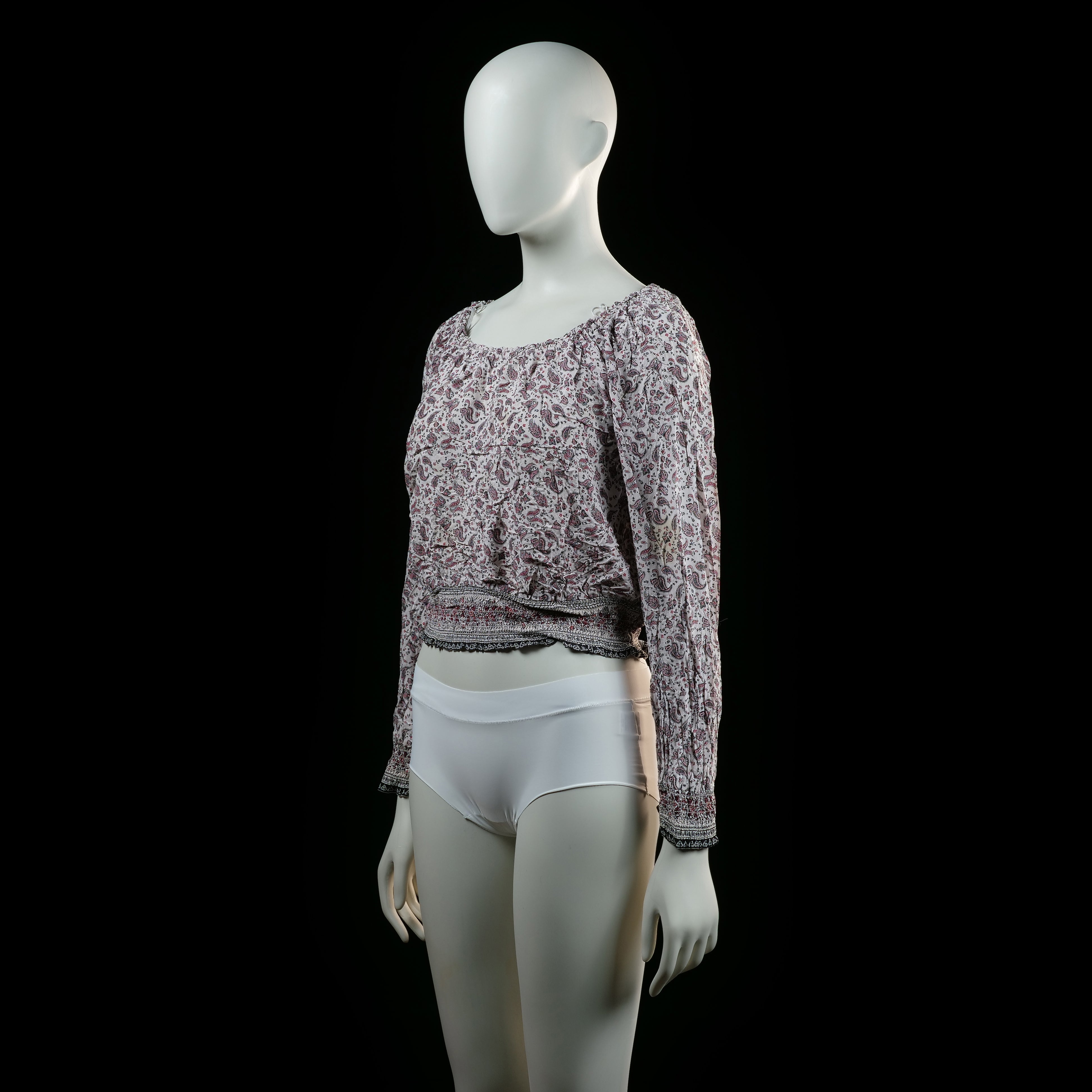 Blouse - White & Burgundy - Size 34