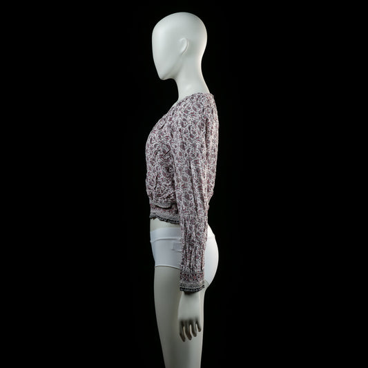 Blouse - White & Burgundy - Size 34