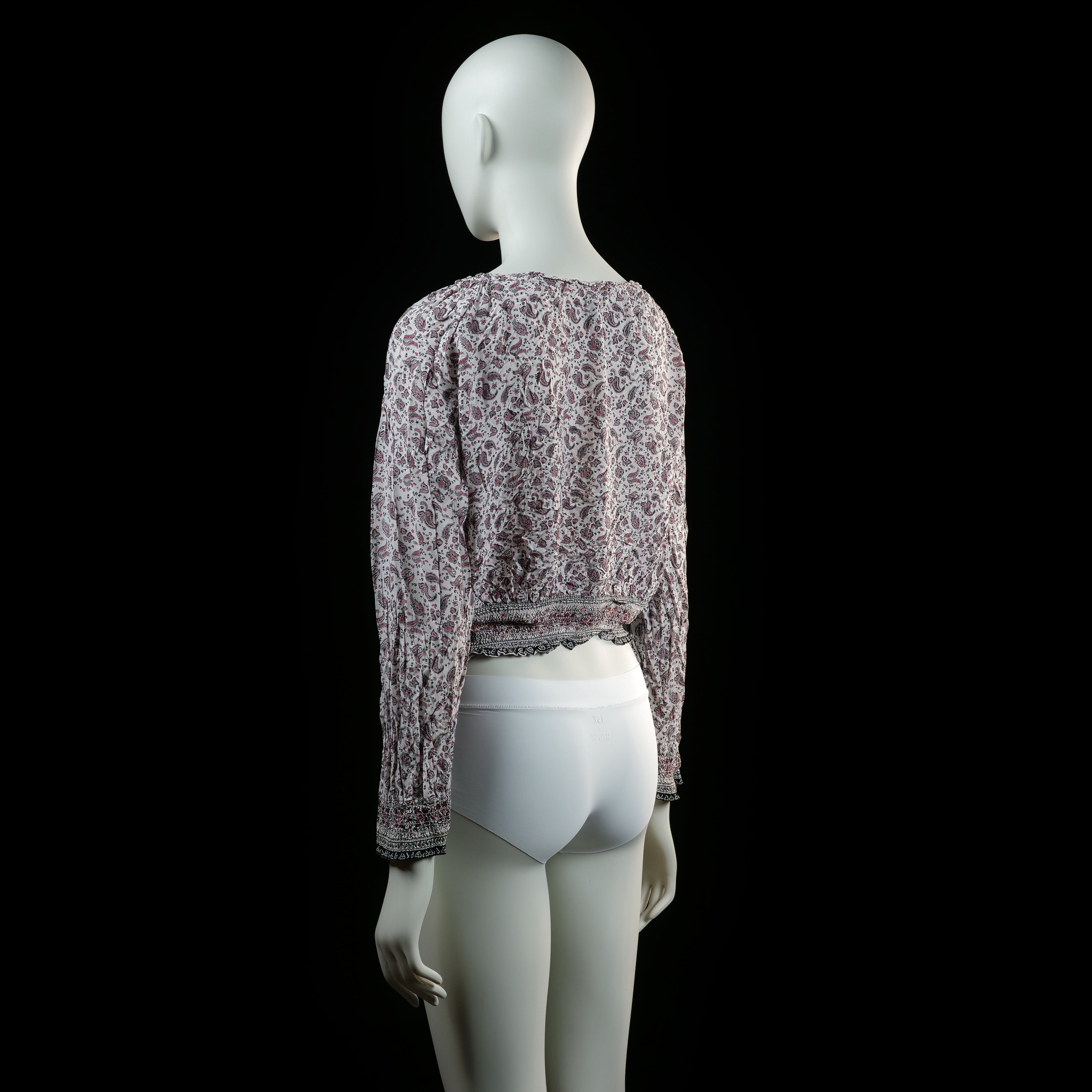 Blouse - White & Burgundy - Size 34