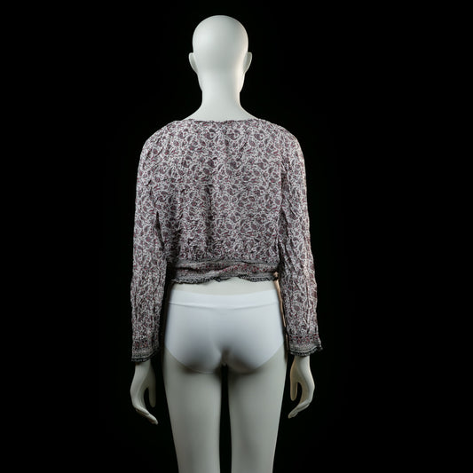 Blouse - White & Burgundy - Size 34