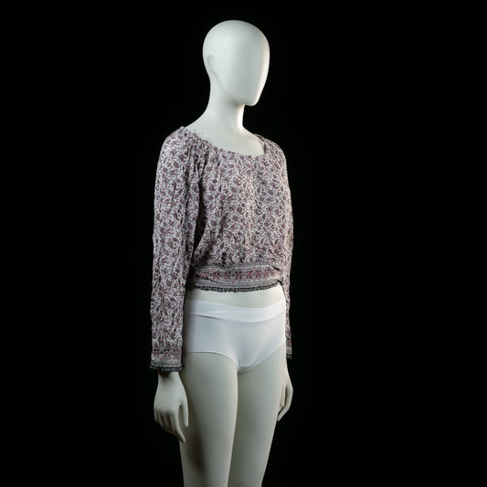 Blouse - White & Burgundy - Size 34