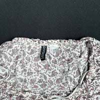 Blouse - White & Burgundy - Size 34
