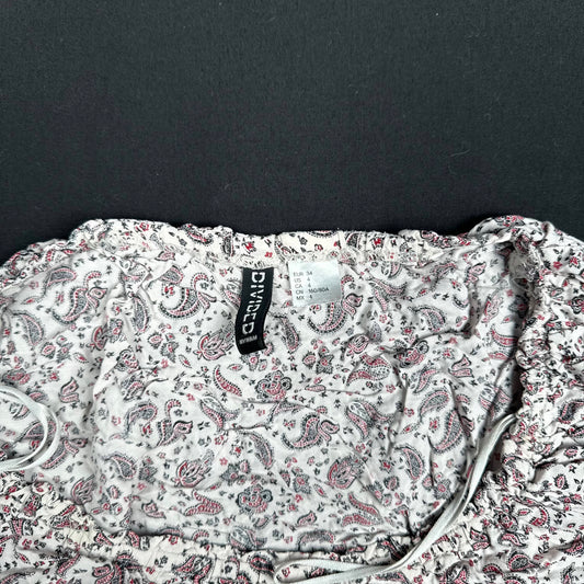 Blouse - White & Burgundy - Size 34