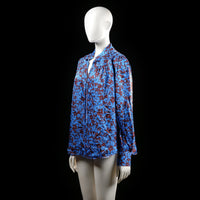 Blouse - Light Blue & Burgundy - Size M
