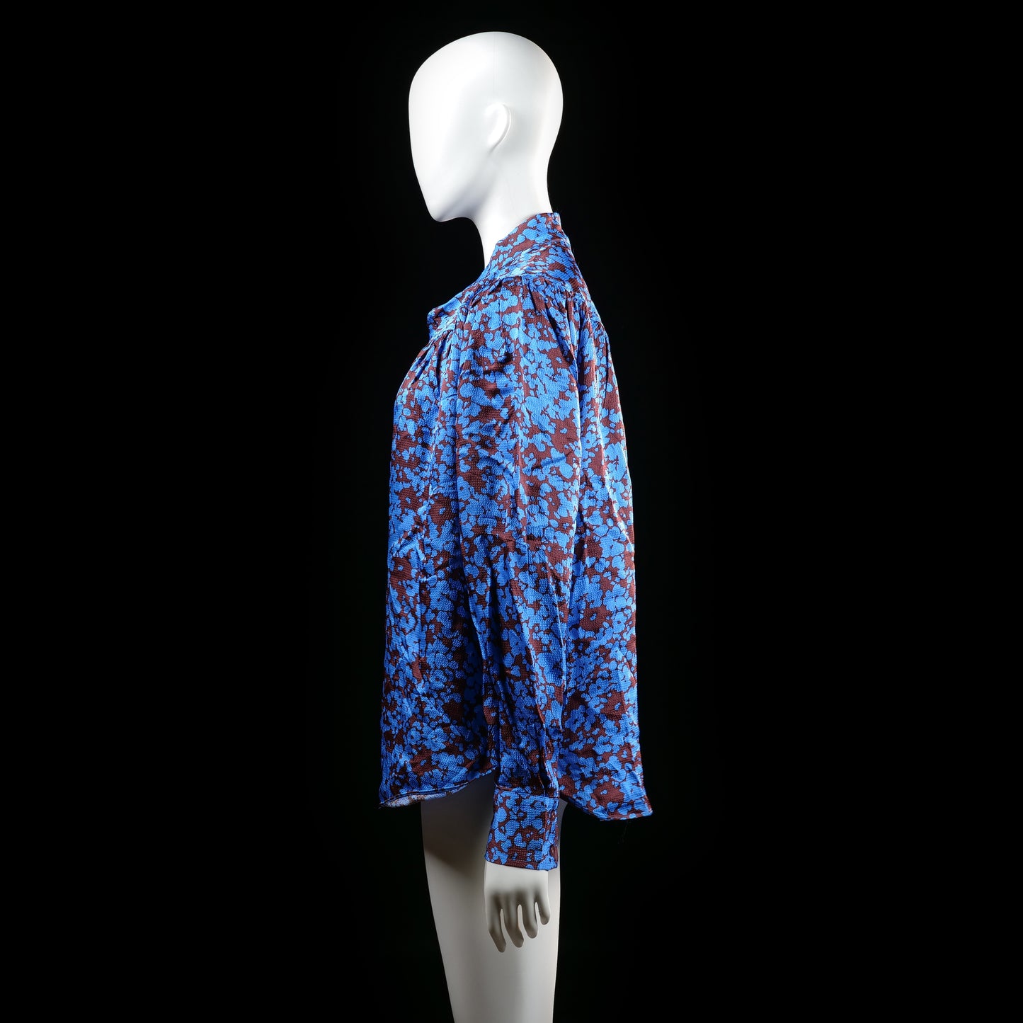 Blouse - Light Blue & Burgundy - Size M