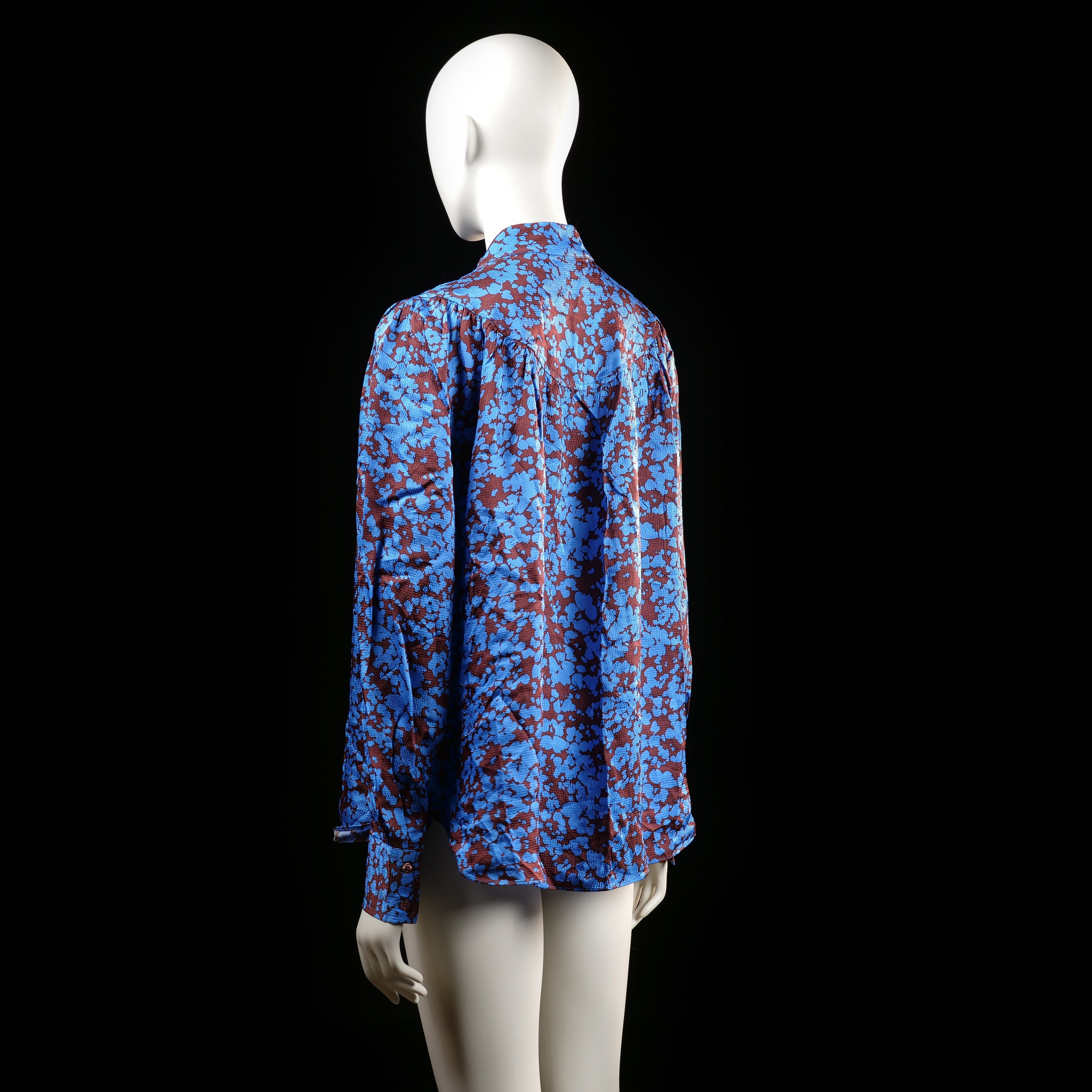 Blouse - Light Blue & Burgundy - Size M