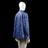 Blouse - Light Blue & Burgundy - Size M